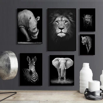 

Canvas Painting Animal Wall Art Lion Elephant Deer Zebra Posters and Prints Wall Pictures for Living Room Decoration Home Decor