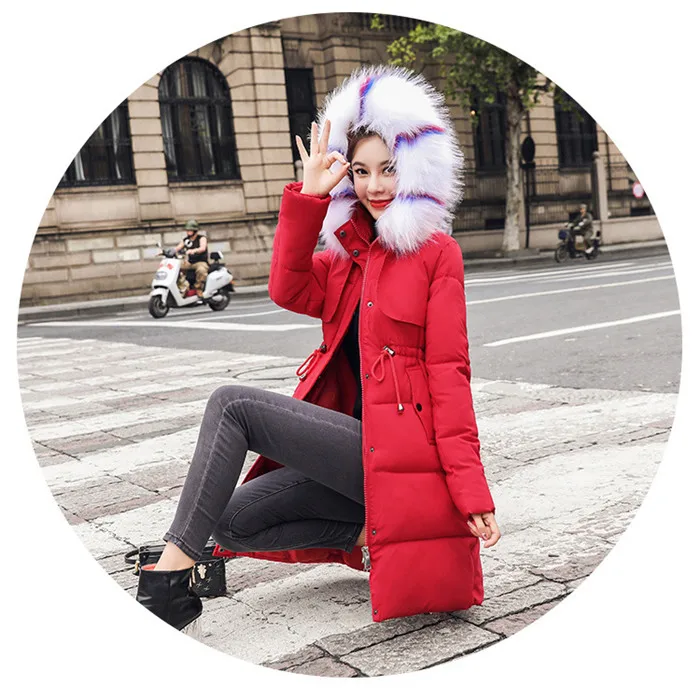 Winter Medium Long Women Parkas Winter New Fashion Fur Collar Slim Down Cotton Jacket Female Large Size Hooded Coats XIN062