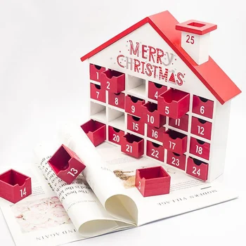 

1 Pcs Wooden Christmas Advent Calendar With 25 Drawers Children's Candy Cookies Gift Storage Box Festival Party Decorations