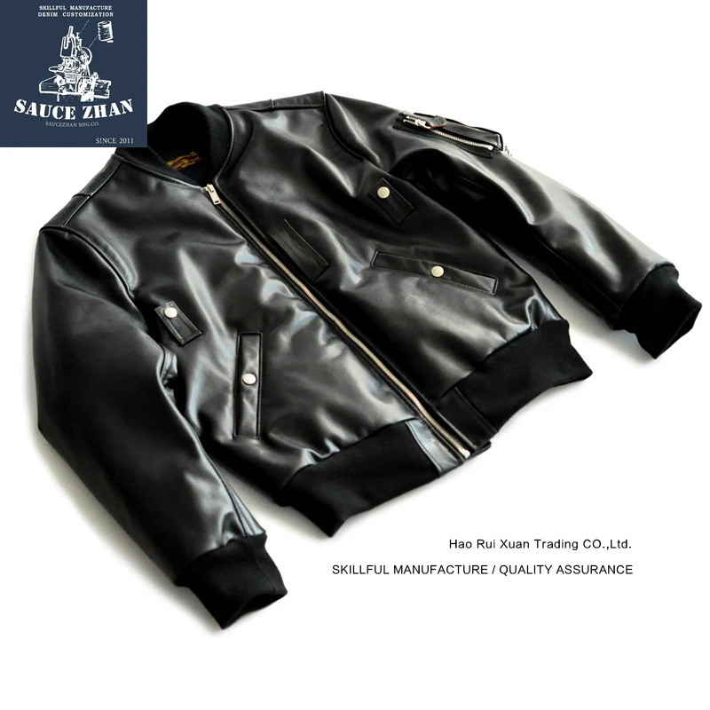 

SauceZhan High Large Leathers Jacket Horsehide Bomber Leather Jacket MA1 Parkas Men Bomber Jacket Genuine Leather Jacket Men