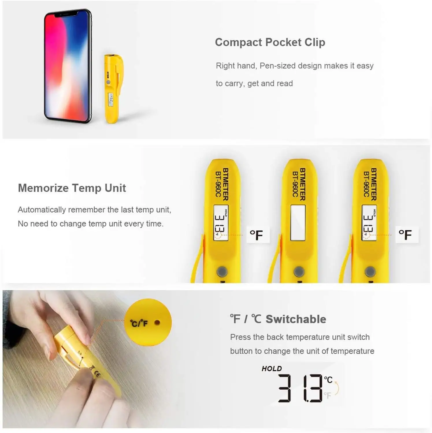 Цифровой мини термометр BTMETER цифровой инфракрасный прибор для измерения
