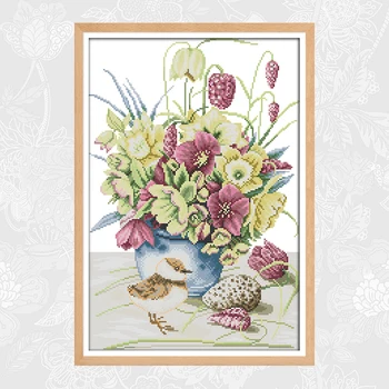 

Joy Sunday Flowers and bird Paintings Cross-stitch Kits Aida Fabric 11CT 14CT DIY Handmade Crafts Embroidery Set Wholesale