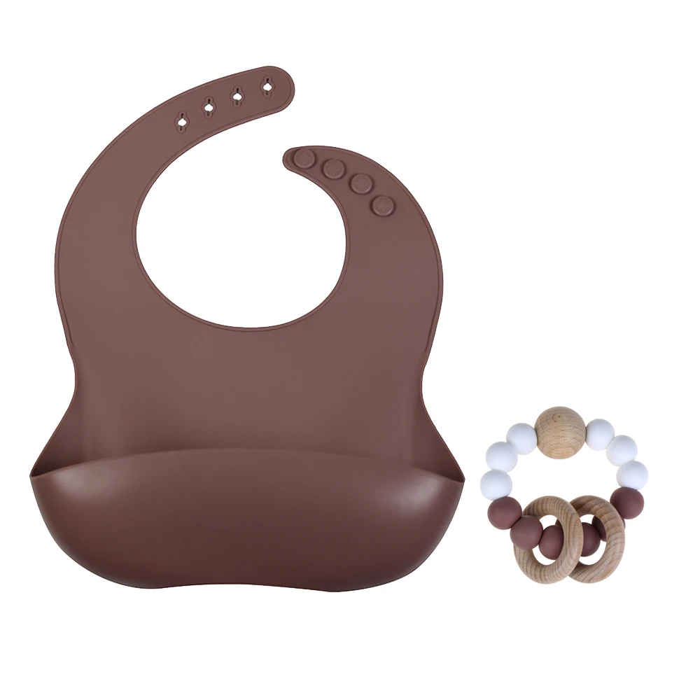 Sage Bib & Rattle Set-Burlwood