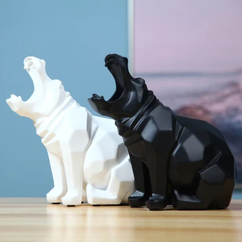 

Modern Abstract Hippopotamus Statue Sculpture Geometric Art Statue Resin Furnishing Home New Year Decoration Accessories Gifts