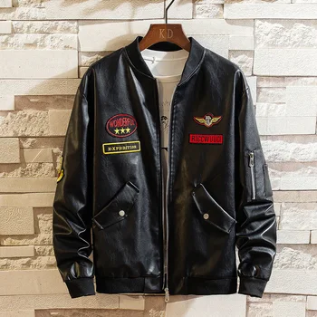 

Men's PU Leather Jacket Slim fit Casual Coat Fashion Outerwear Biker Hoodies Menswear