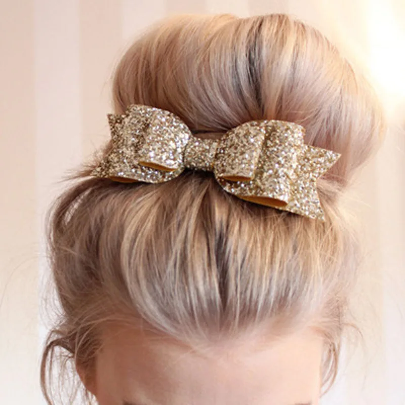 

2019 Hot Sales Large Bow Hairpin Headdress Boutique Europe And America Popular Glittering Powder Glitter CHILDREN'S Hair Accesso