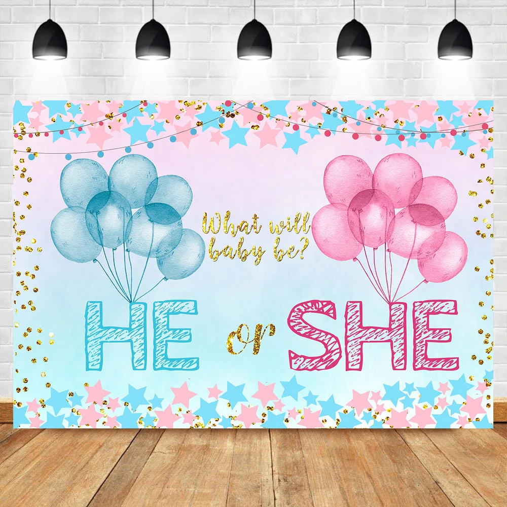 Mocsicka He Or She Gender Reveal Backdrop Pink Or Blue Balloons Background Vinyl Boy Or Girl Gender Reveal Backdrops Background Aliexpress