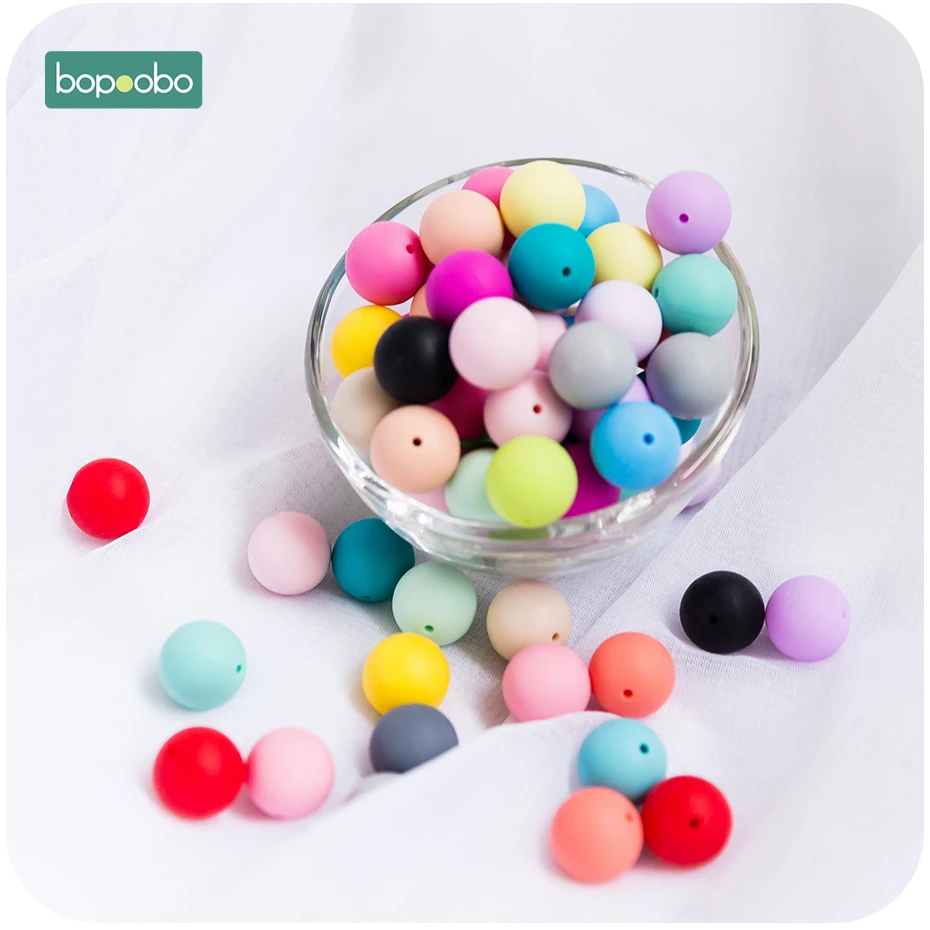 Bopoobo 1000pc силиконовые бусины 12 мм BPA Бесплатный силиконовый для детей для прорезывания зубов продукты жевательный браслет кулон бисер для изготовления Детские трофеи