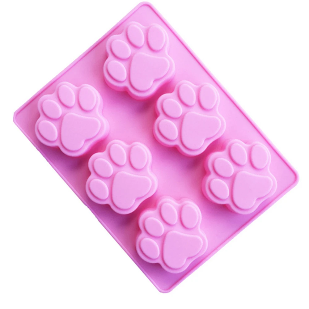 1Pcs/6Cavity Cat Paw Print Silicone Fondant Cake Mould Candy Chocolate Soap Handmade Baking Mold Cake Decorating Tools