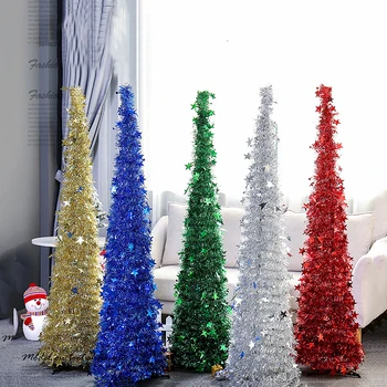 

1set Artificial Christmas Tree Retractable Folding Color Christmas Tree Xma Ornaments for Christmas Won't shine Party Decoration