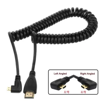 

Stretch Spring Left & Right Angled 90 Degree Micro HDMI to HDMI Male HDTV Cable for Cell Phone & Tablet & Camera