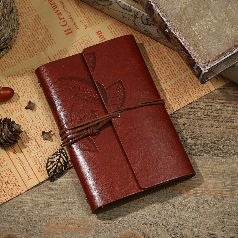 

Vintage Leather Notebook leaf decoration office supplies student hand account book loose-leaf Notebooks Business gift diary 2020