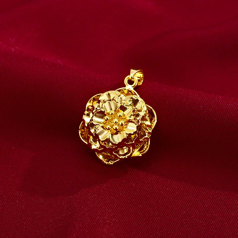 

Simple Fashion Gold 14K Pendant 3D Flower Design Gold Necklace Pendant for Women Wedding Engamgent Jewelry Necklace Accessories