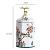 Color Flower Bird Golden Deer Candy Jar Ceramic Storage Bottle Household Nut Tea Tin Moisture-proof Storage Box Porcelain Crafts 6