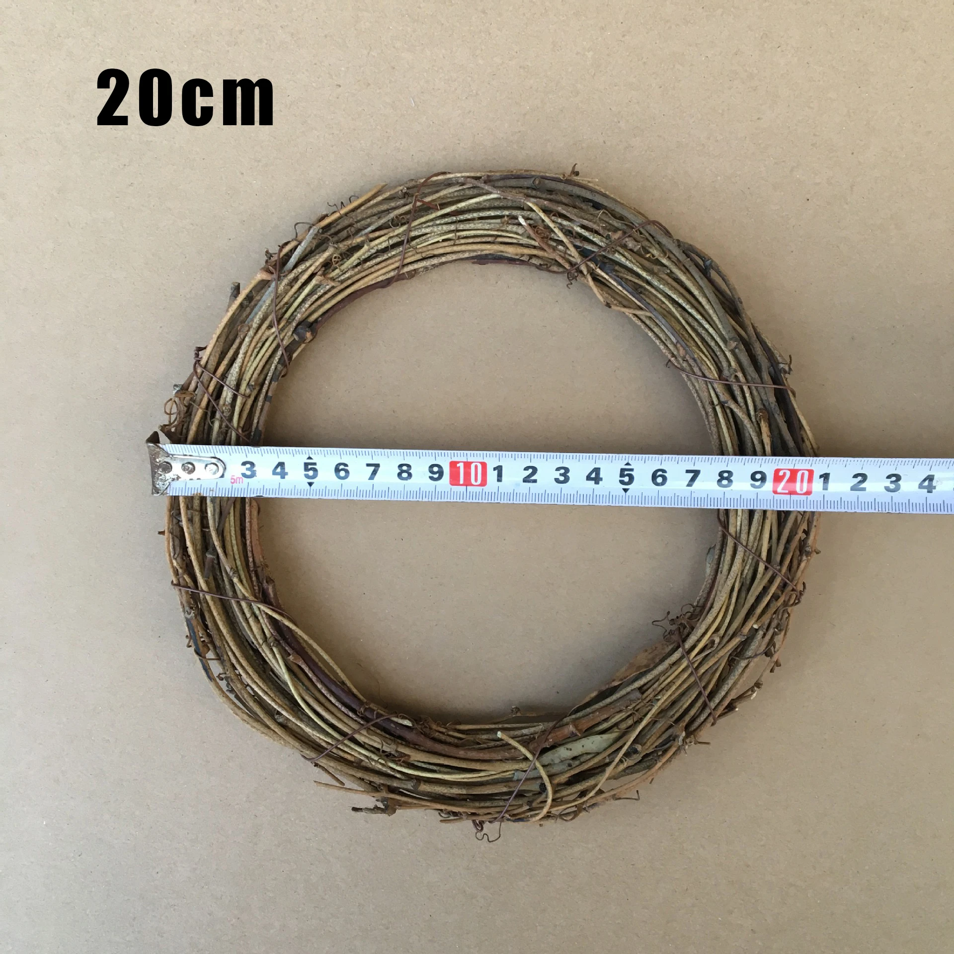 20cm 8-30 см Рождественское украшение для дома Натуральный ротанговый венок Рождественский венок ручной работы счастливое Рождественское украшение весенний Свадебный венок - Цвет: 20cm