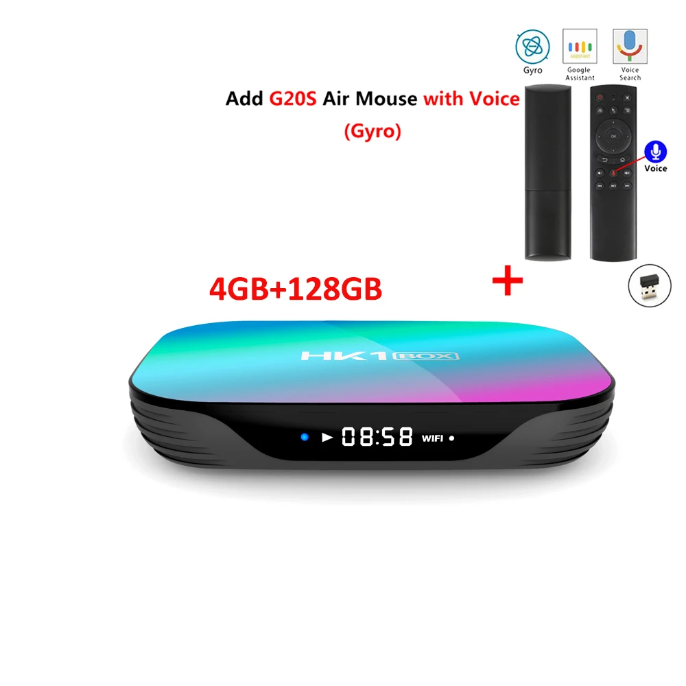 Смарт ТВ приставка HK1 коробка AmlogicS905x3 Android9.0 4GB 64GB BT USB3.0 1000M 1080P 2,4G 5G wifi 8K 4K телеприставка 4GB128GB коробка горячая распродажа - Цвет: 4GB 128GB add G20S