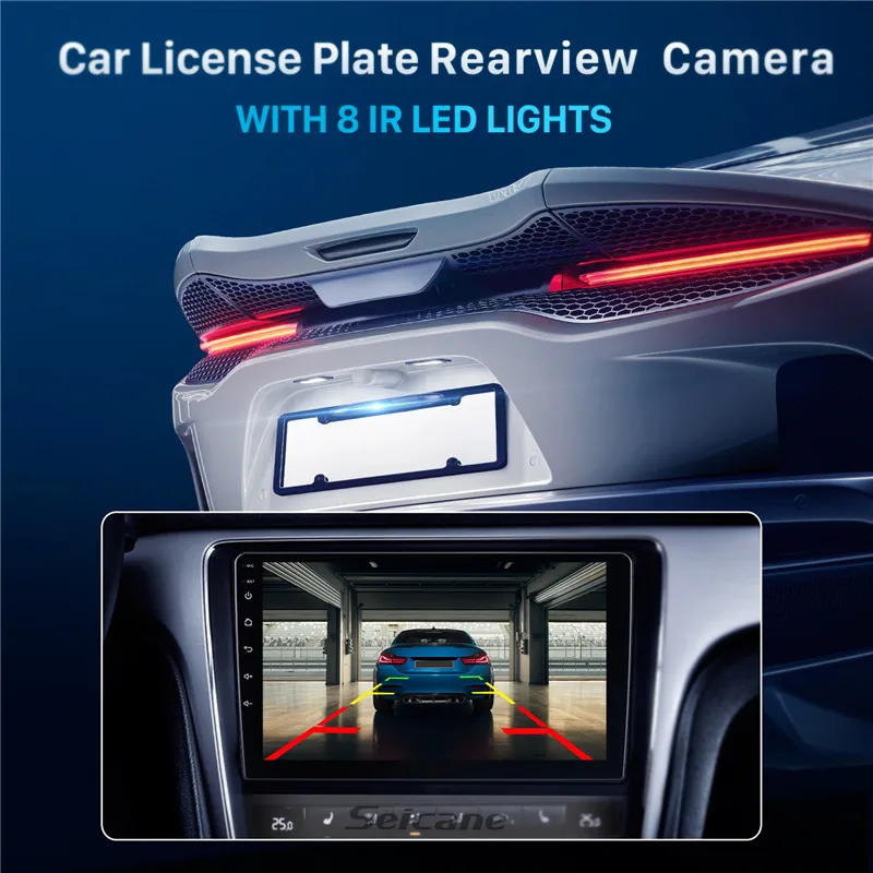 Seicane 170 Degree HD Wide Angle Large Viewing Night Vision Waterproof License Plate Rearview Camera Car Parking Reversing