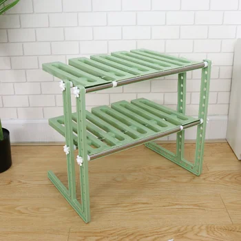 

Stainless Steel Shelf Multifunctional Rack Telescopic Shelf Multilayer Floor Storage Rack for Home Office Bathroom Kitchen (Gree
