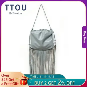 

Elegant Female Pleated Cloud Bag 2020 Fashion High Quality PU Leather Women's Designer Handbag Tassel Dumplings Messenger Bag