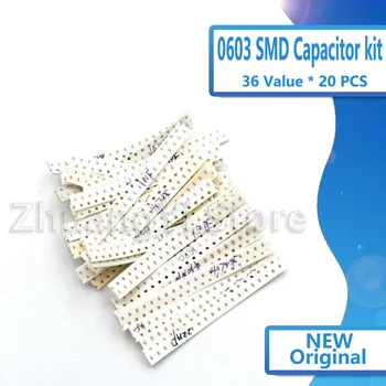 

0603 SMD Capacitor assorted kit ,36values*20pcs=720pcs 1pF~10uF Samples Kit electronic diy kit