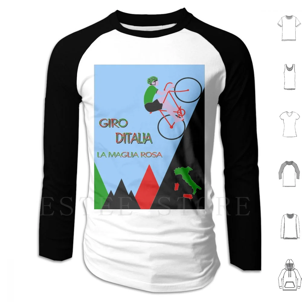 Felpe Con Cappuccio Stampa Pubblicitaria "D Italia Bicycle" Ditalia La Maglia Rosa Biciclette Cicli Bici Corse Racing