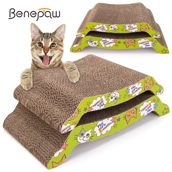 

Benepaw Reversible Cat Scratcher Kitten Scratching Cardboard Corrugated Lounge Sofa Bed Curved Weave Design Scratch Pad