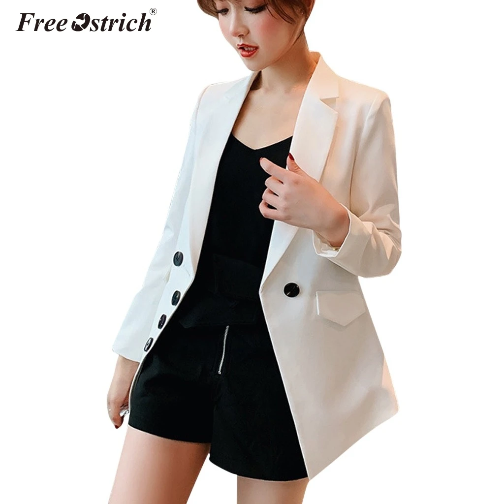 

Free Ostrich Women Long Sleeve Coat Button Ladies Office Coat Silm Autumn Casual Female's Jacket Turn-down Collar Coat N30