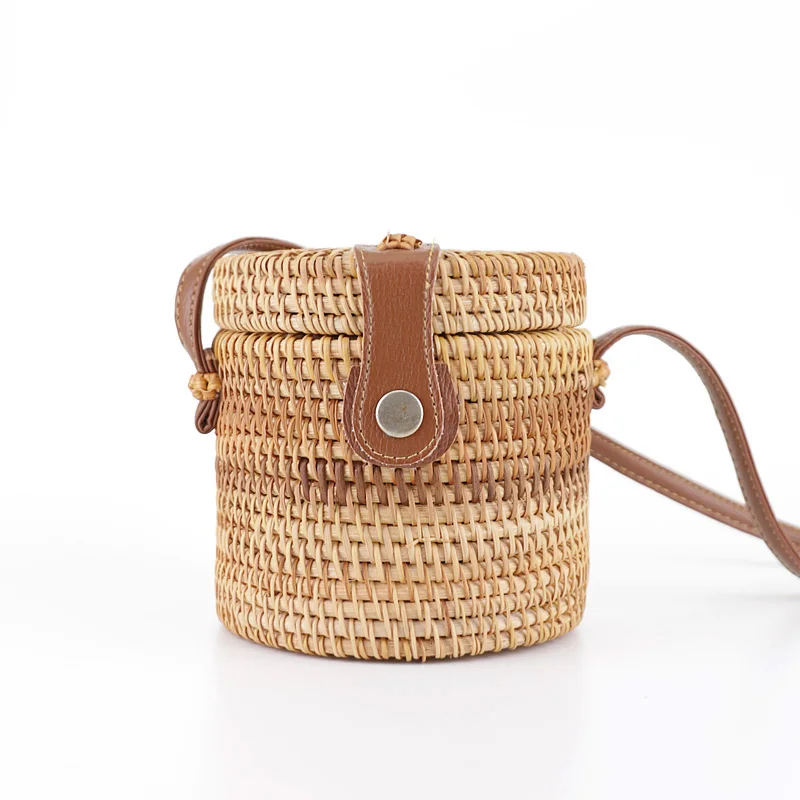 Соломенная Сумка, женские сумки, летние пляжные сумки через плечо, сумка из ротанга, модная плетеная Сумка, Сумка-тоут, Bolsa Feminina S9DM - Цвет: Rattan bucket