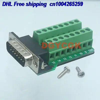 

DHL 50pcs DB15 D-SUB male plug RS232 15-pin port 2 row Terminal breakout PCB connector 22db