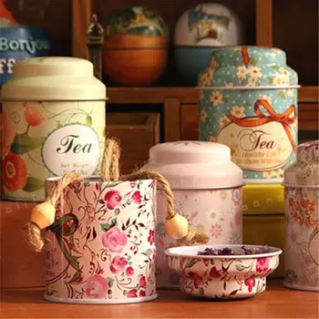 

Candy Sealed Cans Box Flower Design Metal Sugar Coffee Tea Tin Jar Container Random Color New