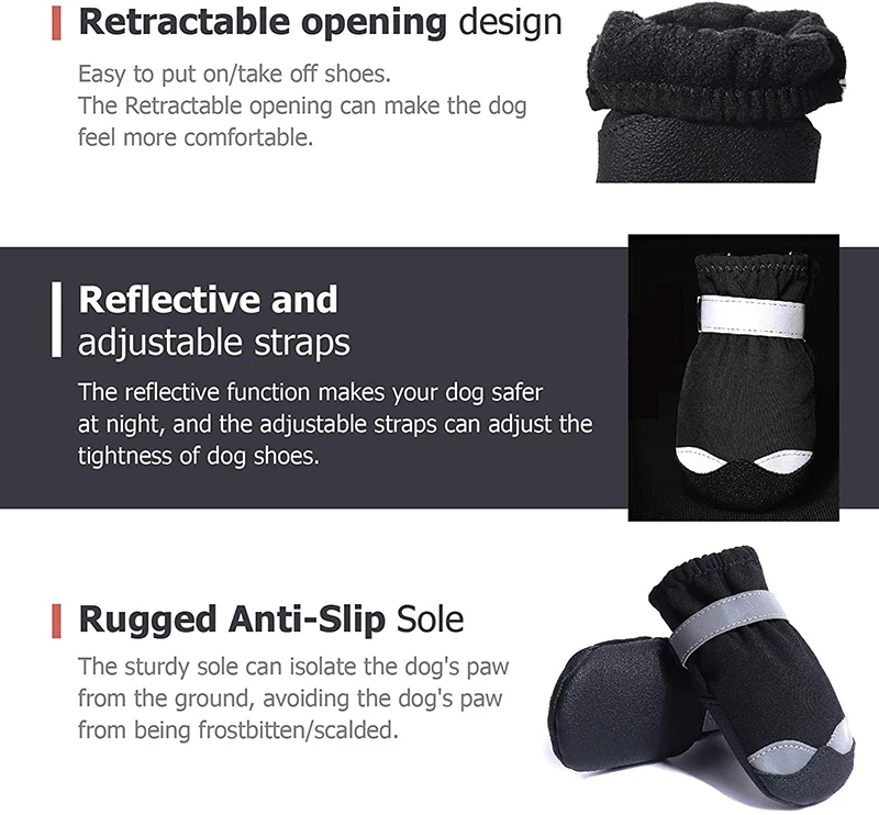 Title 3, Waterproof Pet Dog Shoes Reflective Dog Boots F...