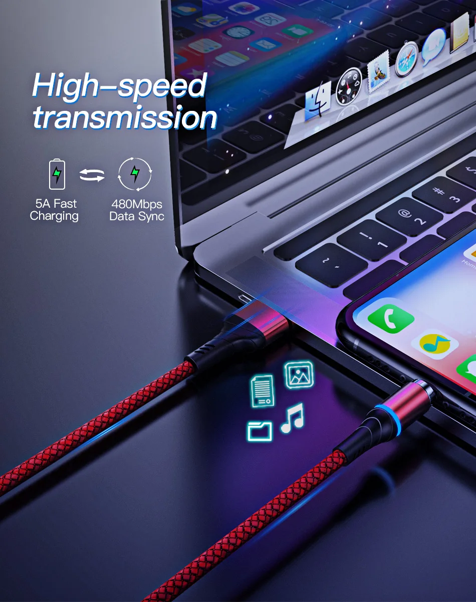 !ACCEZZ 5A Magnetic Cable Fast Charging For iPhone X 11 8 ipad Mini Xiaomi Realme Micro USB Type C Magnet Charger Data Sync Cord (9)