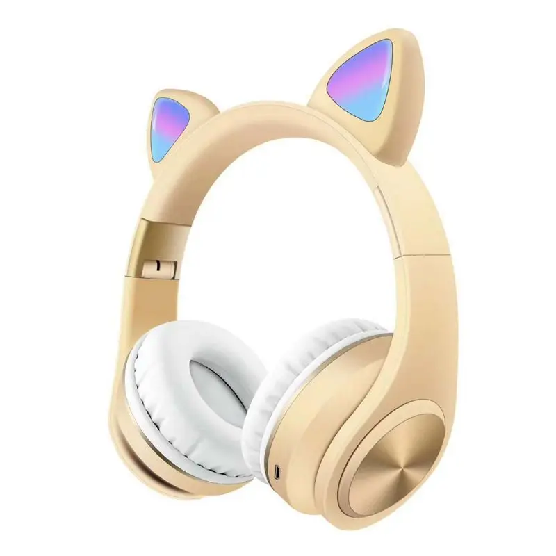 Cat Ear LED Light Wireless Foldable Bluetooth Headphones Flashing Glowing 28GE
