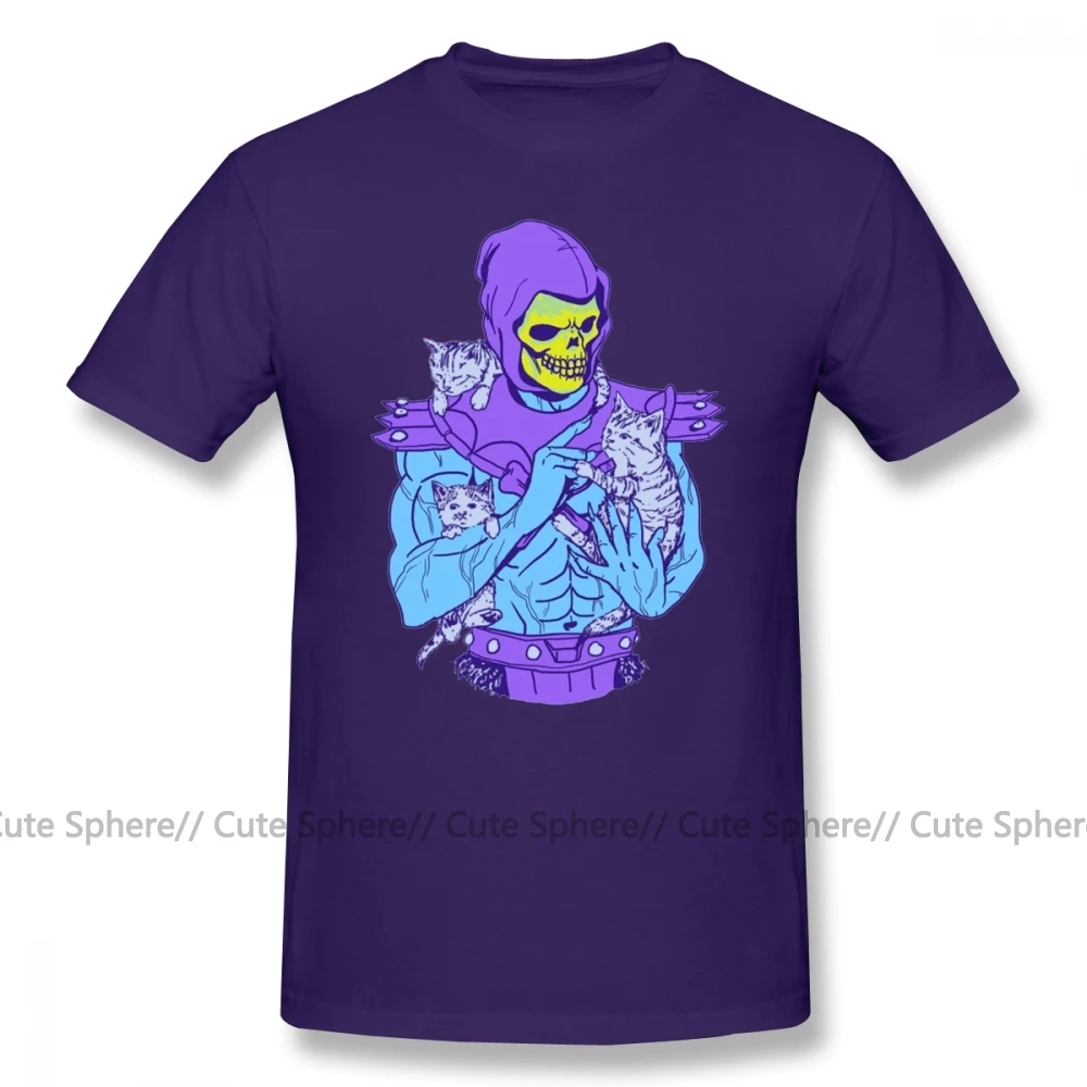 He Man, футболка Skeletor, Masters Of The Meowniverse, 100 хлопок, летняя футболка, забавная Мужская футболка с принтом, 4xl - Цвет: Purple