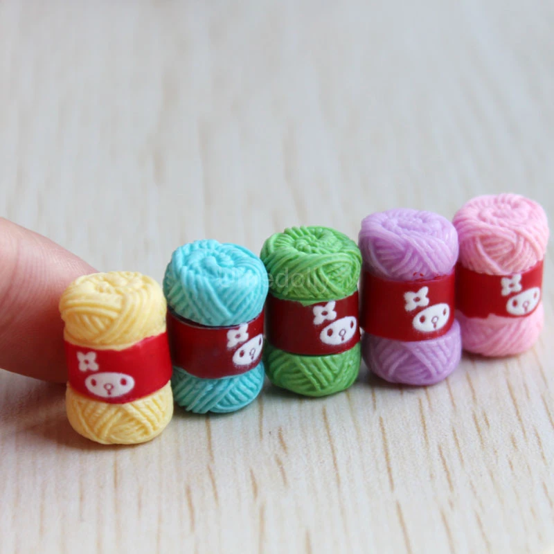 Knitting Wool, Miniature Balls of Yarn, Dollhouse 1/12th Scale Yarn Skeins  