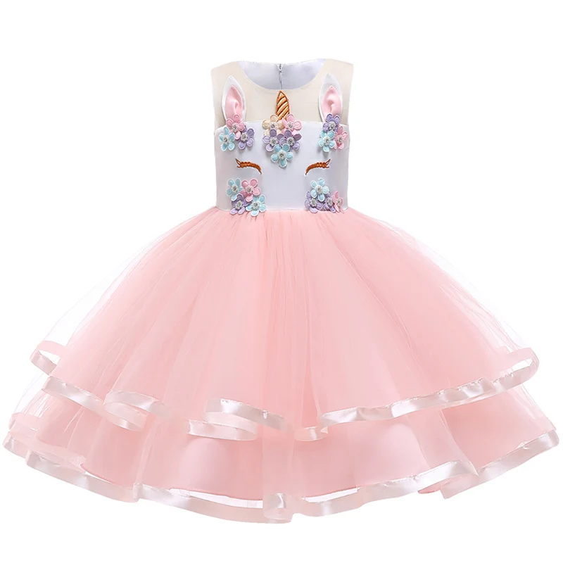 Платье для девочек; 3 предмета; Детские платья для девочек; вечерние платья с единорогом; Рождественский костюм для малышей; детское бальное платье принцессы