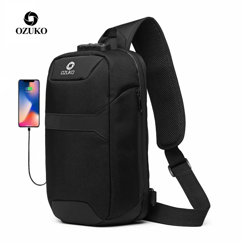Best New OZUKO Bag Multifunction Crossbody Bag for Men Anti theft Shoulder Messenger Bags Male Waterproof Short Trip Chest Bag Pack