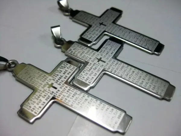 10 pcs Women Men Stainless Steel Mixed Cross Pendant Silver Bible Lord Prayer | Украшения и аксессуары