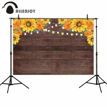 

Allenjoy photophone backdrops Wedding autumn wood sunflower watercolor photographic backgrounds for studio photocall photobooth