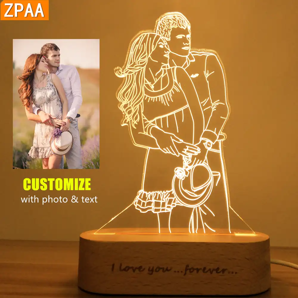 3d de foto personalizada luz de noche