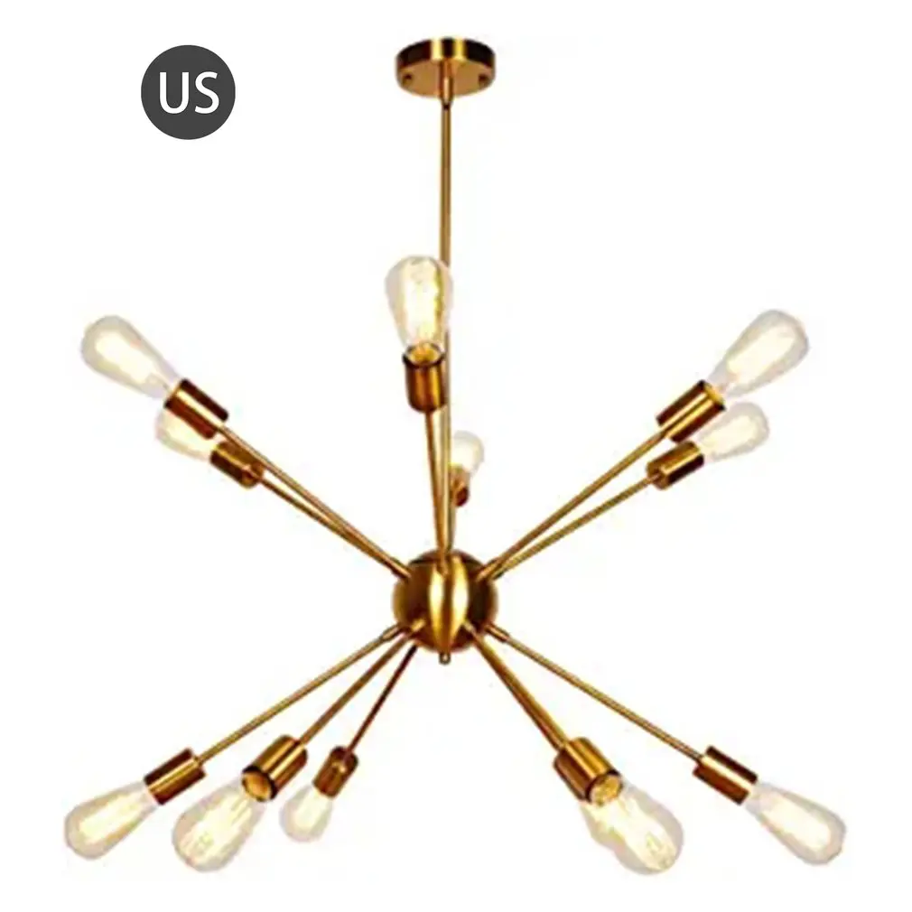 

Modern Fully Wired Loft Long Simple Chandeliers Satellite Light Mid-century Retro Farmhouse Brushed Nickel Ceiling Light