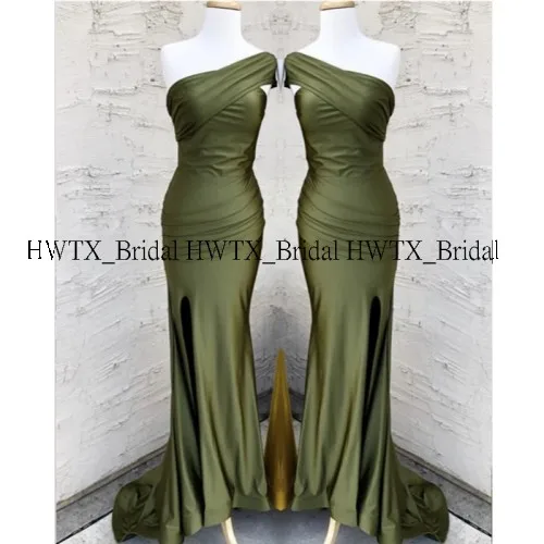 HWTX_Bridal, новинка, платья подружки невесты на одно плечо, сексуальные разрезы, длинное платье русалки для свадебной вечеринки, vestidos de fiesta de noche - Цвет: picture color