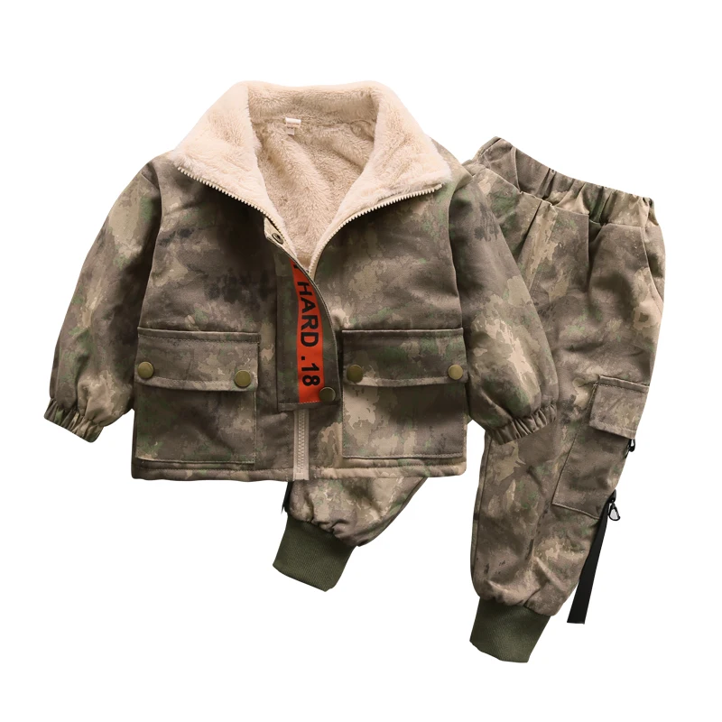 

Children's Clothing Boys Plus Velvet Suit 2019 New Foreign Style Baby Winter Clothes Tide Children Winter Thick Two-piece Set