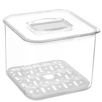 

1pc Bottom Filter Design Kitchen Storage Box Crisper Food Storage Box with Lid