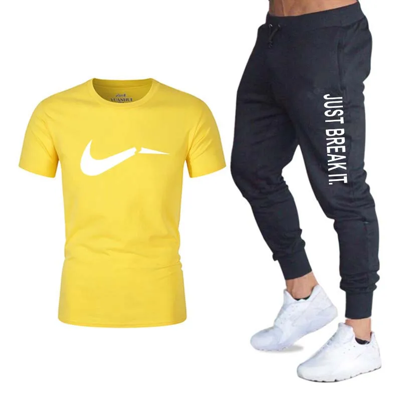 men'sBrand спортивной мужской костюм Бег футболка дамы спортивные костюмы+ летние туфли для бега трусцой фитнес-брюки спортивные