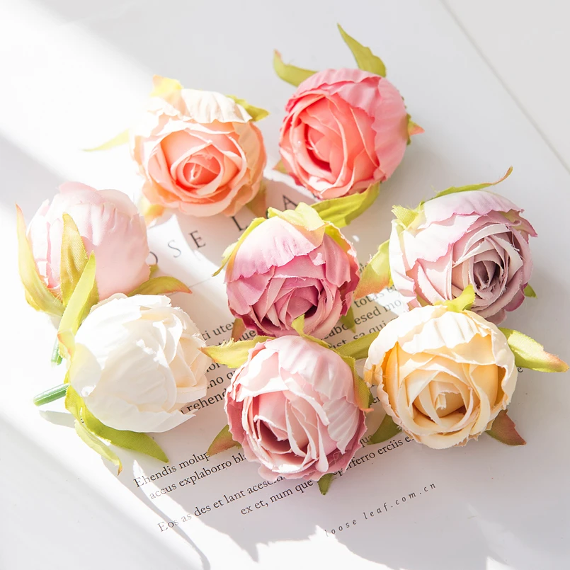 Elegant Silk Rose Bud Heads - Decorative Wreath & Faux Floral Accents