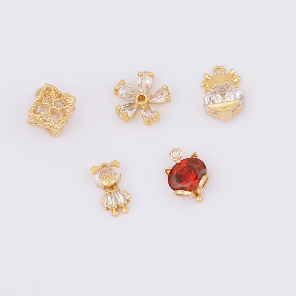 

WHSOK 30Pcs Jewelry Accessories/Earrings Pendant/DIY Making/Genuine Gold Plating/CZ Charms/Hand Made/Jewelry Findings Components