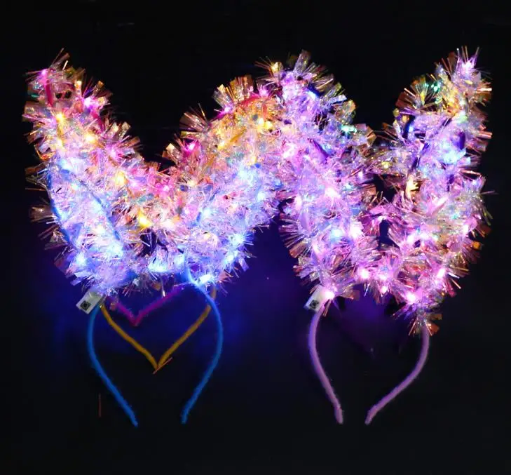 

LED Bunny Ear Headband Light Up Rabbit Ears Hairband Girls Adult Wedding Halloween Christmas Birthday Party Glow Decorations