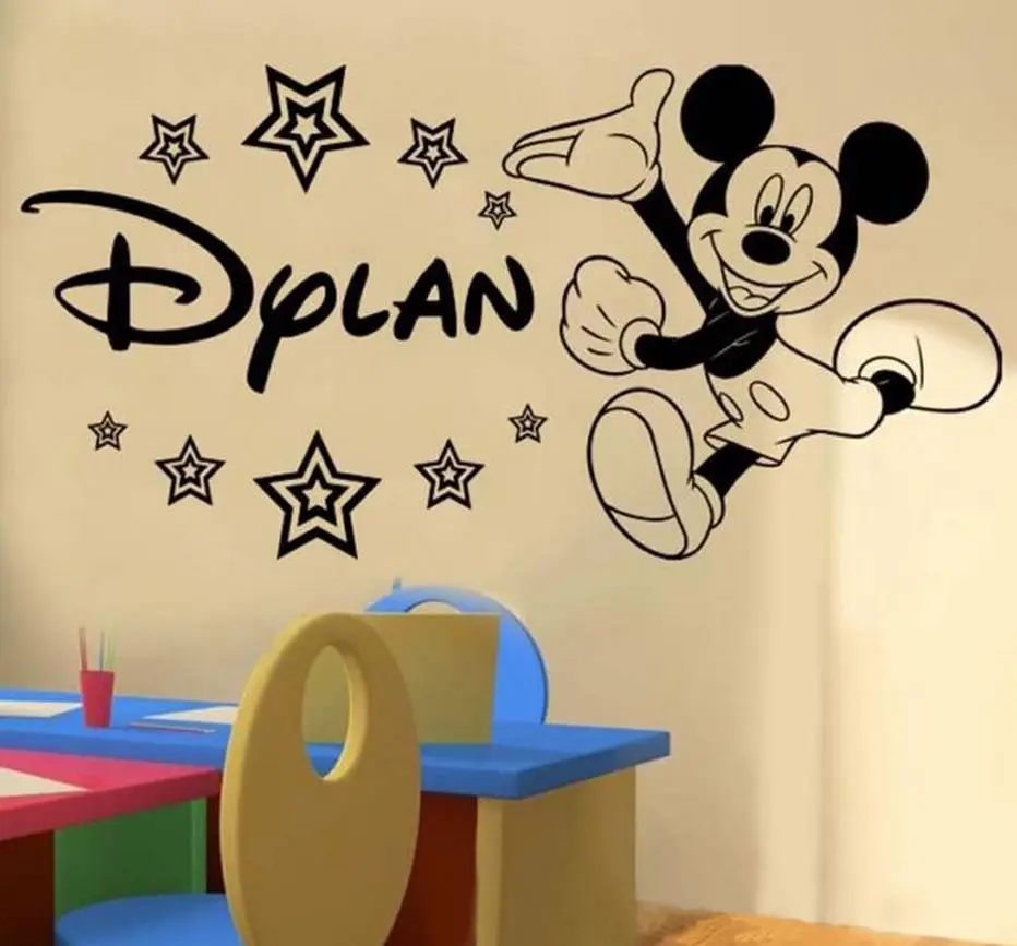 Disney Personalised Mickey Mouse Wall Sticker Classic Baby Wall Decals Decor Vinyl Boy Bedroom accessories baby gift home decal Disney Personalised Mickey Mouse Wall Sticker Classic Baby Wall Decals Decor Vinyl Boy Bedroom accessories baby gift home decal