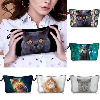 

Printing Makeup Bags 3D Kittens Printed Cosmetic Bags Multicolor Girls Clutch Bags Cute Cartoon Travel Container Cosmetic Case